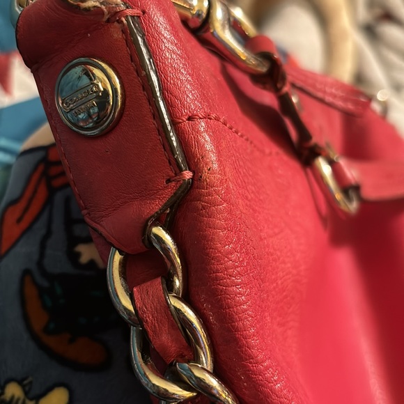 Coach shoulder handbag—red and pinkish color—good condition NO rips or Tears - Picture 9 of 16